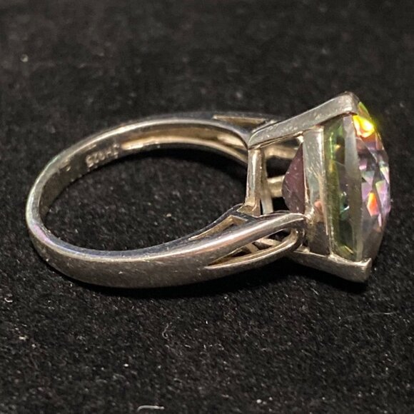 Spinel Trillion Cut Ring Size 6.5 6.91 ct. 14mm Faceted Triangle Sterling Silver - Picture 13 of 16